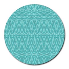 Boho Teal Pattern Round Mousepads by SpinnyChairDesigns