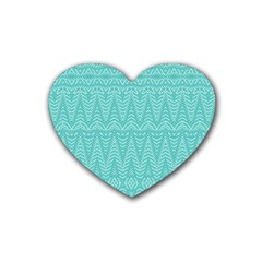 Boho Teal Pattern Heart Coaster (4 Pack)  by SpinnyChairDesigns