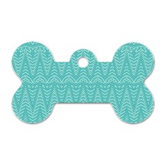 Boho Teal Pattern Dog Tag Bone (two Sides) by SpinnyChairDesigns