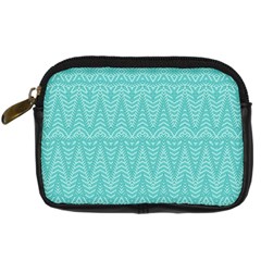 Boho Teal Pattern Digital Camera Leather Case by SpinnyChairDesigns