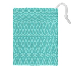 Boho Teal Pattern Drawstring Pouch (4xl) by SpinnyChairDesigns