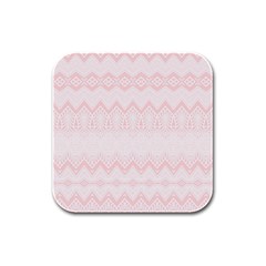 Boho Pastel Pink Pattern Rubber Square Coaster (4 Pack)  by SpinnyChairDesigns