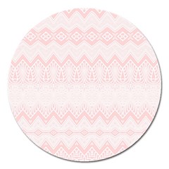 Boho Pastel Pink Pattern Magnet 5  (round) by SpinnyChairDesigns