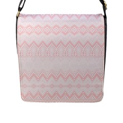 Boho Pastel Pink Pattern Flap Closure Messenger Bag (l) by SpinnyChairDesigns