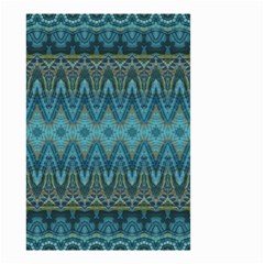 Boho Teal Blue Pattern Small Garden Flag (two Sides) by SpinnyChairDesigns