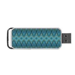 Boho Teal Blue Pattern Portable Usb Flash (one Side) by SpinnyChairDesigns