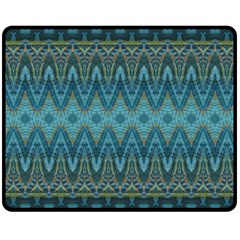 Boho Teal Blue Pattern Double Sided Fleece Blanket (medium)  by SpinnyChairDesigns