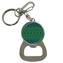 Boho Emerald Green And Blue  Bottle Opener Key Chain by SpinnyChairDesigns
