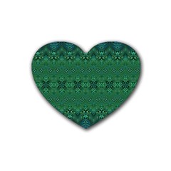 Boho Emerald Green And Blue  Heart Coaster (4 Pack)  by SpinnyChairDesigns