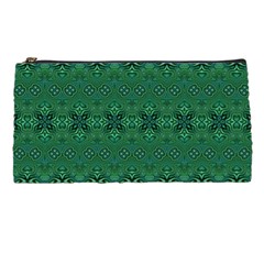 Boho Emerald Green And Blue  Pencil Case by SpinnyChairDesigns