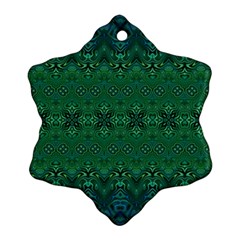 Boho Emerald Green And Blue  Snowflake Ornament (two Sides) by SpinnyChairDesigns