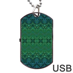 Boho Emerald Green And Blue  Dog Tag Usb Flash (two Sides) by SpinnyChairDesigns