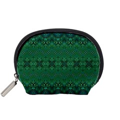 Boho Emerald Green And Blue  Accessory Pouch (small) by SpinnyChairDesigns