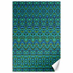 Boho Teal Green Blue Pattern Canvas 12  X 18  by SpinnyChairDesigns