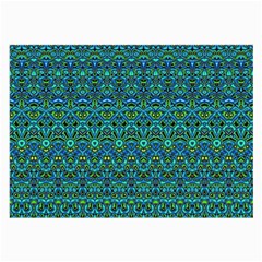 Boho Teal Green Blue Pattern Large Glasses Cloth (2 Sides) by SpinnyChairDesigns