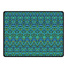 Boho Teal Green Blue Pattern Fleece Blanket (small) by SpinnyChairDesigns