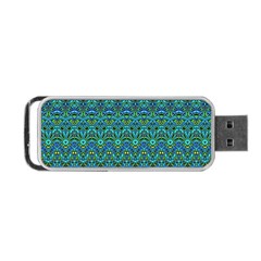 Boho Teal Green Blue Pattern Portable Usb Flash (one Side) by SpinnyChairDesigns