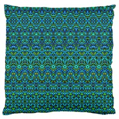 Boho Teal Green Blue Pattern Large Flano Cushion Case (one Side) by SpinnyChairDesigns