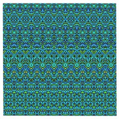 Boho Teal Green Blue Pattern Wooden Puzzle Square
