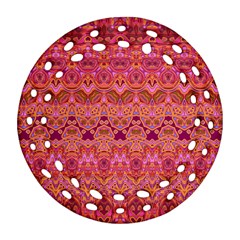 Boho Pink Pattern Round Filigree Ornament (two Sides) by SpinnyChairDesigns