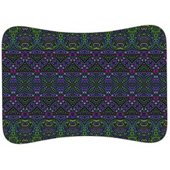 Boho Purple Green Pattern Velour Seat Head Rest Cushion by SpinnyChairDesigns