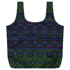 Boho Purple Green Pattern Full Print Recycle Bag (xxxl) by SpinnyChairDesigns