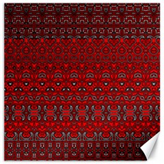 Boho Red Black Grey Canvas 12  X 12  by SpinnyChairDesigns