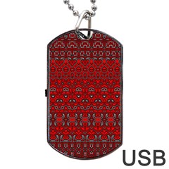 Boho Red Black Grey Dog Tag Usb Flash (one Side) by SpinnyChairDesigns