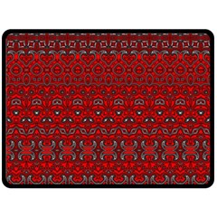 Boho Red Black Grey Double Sided Fleece Blanket (large)  by SpinnyChairDesigns