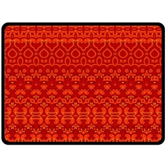 Boho Red Orange Double Sided Fleece Blanket (large)  by SpinnyChairDesigns