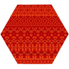 Boho Red Orange Wooden Puzzle Hexagon by SpinnyChairDesigns