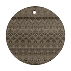 Boho Khaki  Round Ornament (two Sides) by SpinnyChairDesigns