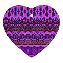 Boho Magenta Pattern Ornament (heart) by SpinnyChairDesigns