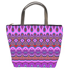 Boho Magenta Pattern Bucket Bag by SpinnyChairDesigns