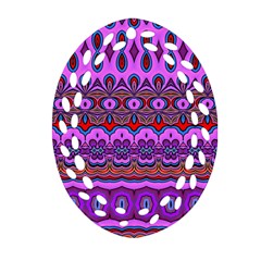 Boho Magenta Pattern Ornament (oval Filigree) by SpinnyChairDesigns