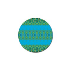 Boho Blue Green Pattern Golf Ball Marker by SpinnyChairDesigns
