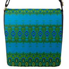 Boho Blue Green Pattern Flap Closure Messenger Bag (s) by SpinnyChairDesigns