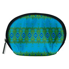 Boho Blue Green Pattern Accessory Pouch (medium)