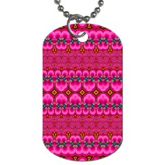 Boho Bright Pink Floral Dog Tag (two Sides) by SpinnyChairDesigns