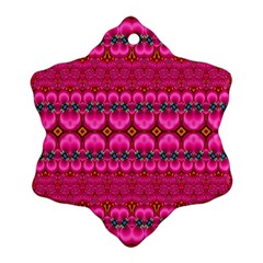 Boho Bright Pink Floral Snowflake Ornament (two Sides) by SpinnyChairDesigns