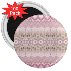 Boho Pastel Spring Floral Pink 3  Magnets (100 Pack) by SpinnyChairDesigns