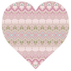 Boho Pastel Spring Floral Pink Wooden Puzzle Heart by SpinnyChairDesigns