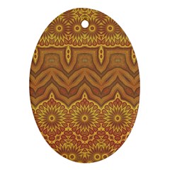 Boho Sunflower Print Ornament (oval) by SpinnyChairDesigns