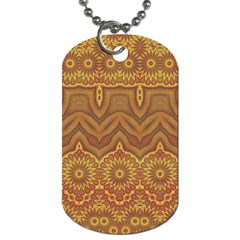 Boho Sunflower Print Dog Tag (two Sides) by SpinnyChairDesigns