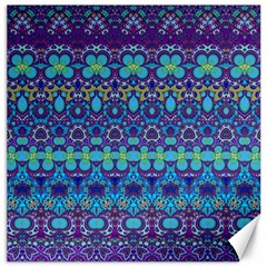 Boho Purple Blue Teal Floral Canvas 16  X 16  by SpinnyChairDesigns