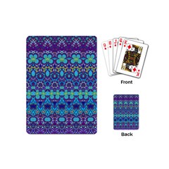 Boho Purple Blue Teal Floral Playing Cards Single Design (mini) by SpinnyChairDesigns