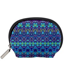 Boho Purple Blue Teal Floral Accessory Pouch (small) by SpinnyChairDesigns
