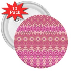 Boho Pink Floral Pattern 3  Buttons (10 Pack)  by SpinnyChairDesigns