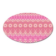 Boho Pink Floral Pattern Oval Magnet by SpinnyChairDesigns