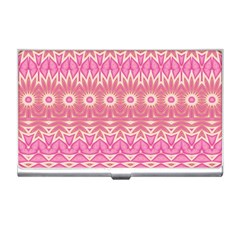 Boho Pink Floral Pattern Business Card Holder by SpinnyChairDesigns